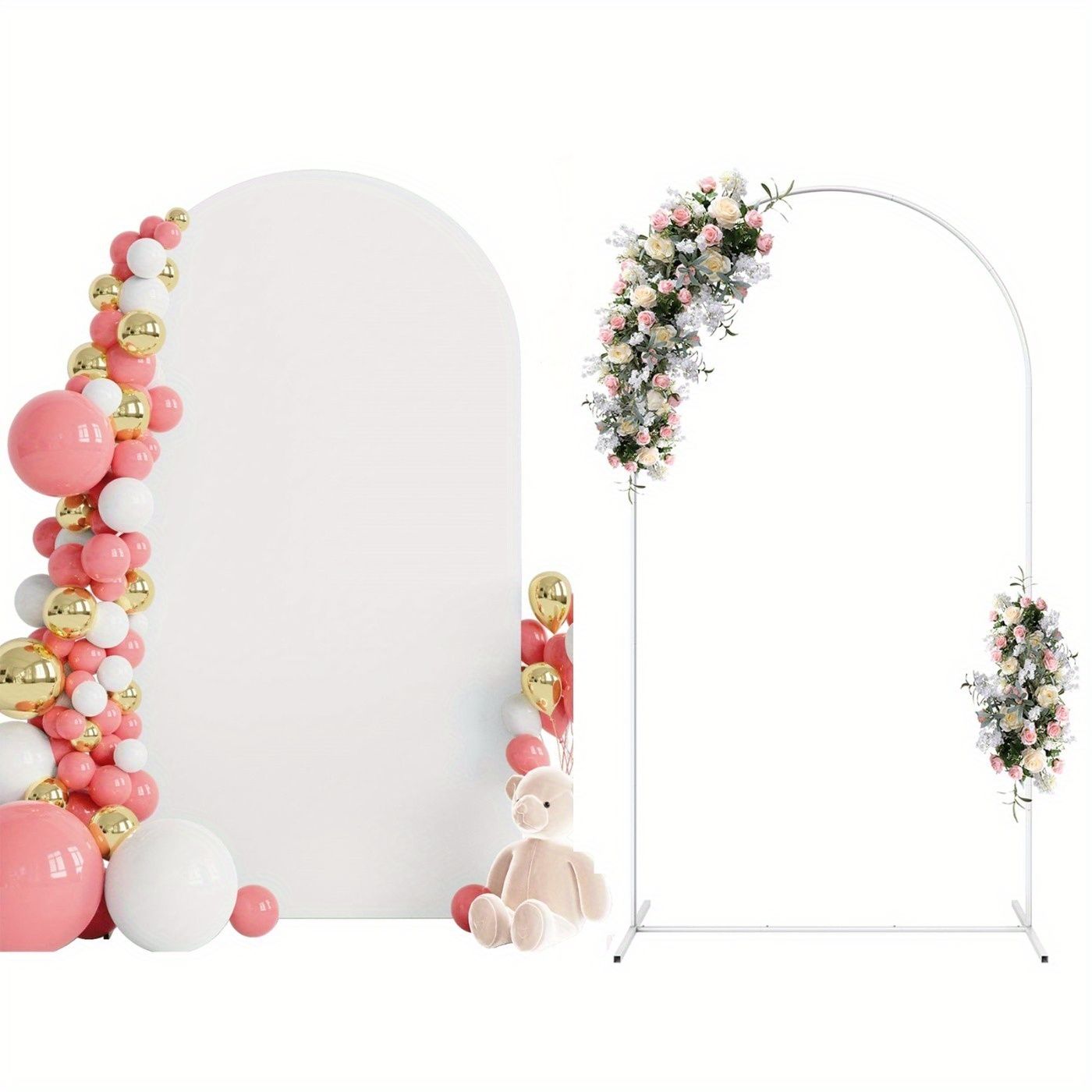 

7.3ft Arch Backdrop Stand + Arch Cover Spandex, Metal Arch Stand Frame With Arch For Birthday Party Wedding Ceremony Bridal Baby Shower Event Decor