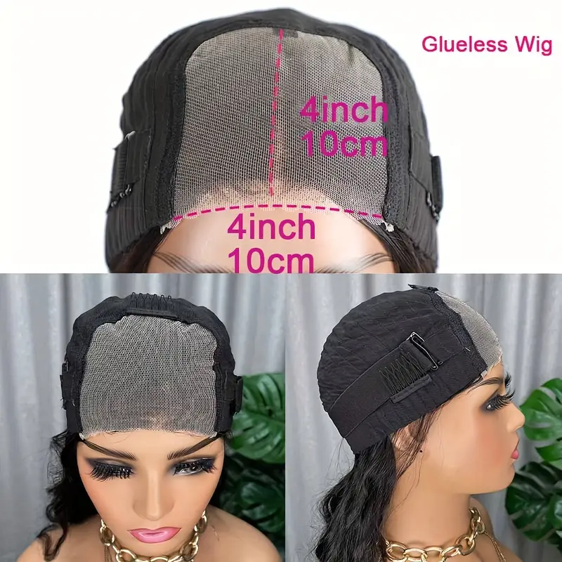 glueless 4x4 wig deep wave human hair wig 4x4 transparent lace frontal wigs glueless wigs human hair for women free part brazilian human hair curly wigs 150 details 3
