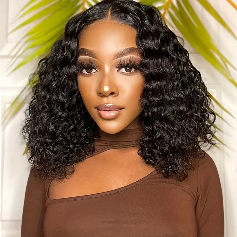 glueless 4x4 wig deep wave human hair wig 4x4 transparent lace frontal wigs glueless wigs human hair for women free part brazilian human hair curly wigs 150 details 9