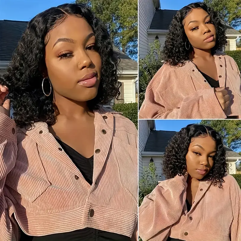 glueless 4x4 wig deep wave human hair wig 4x4 transparent lace frontal wigs glueless wigs human hair for women free part brazilian human hair curly wigs 150 details 5