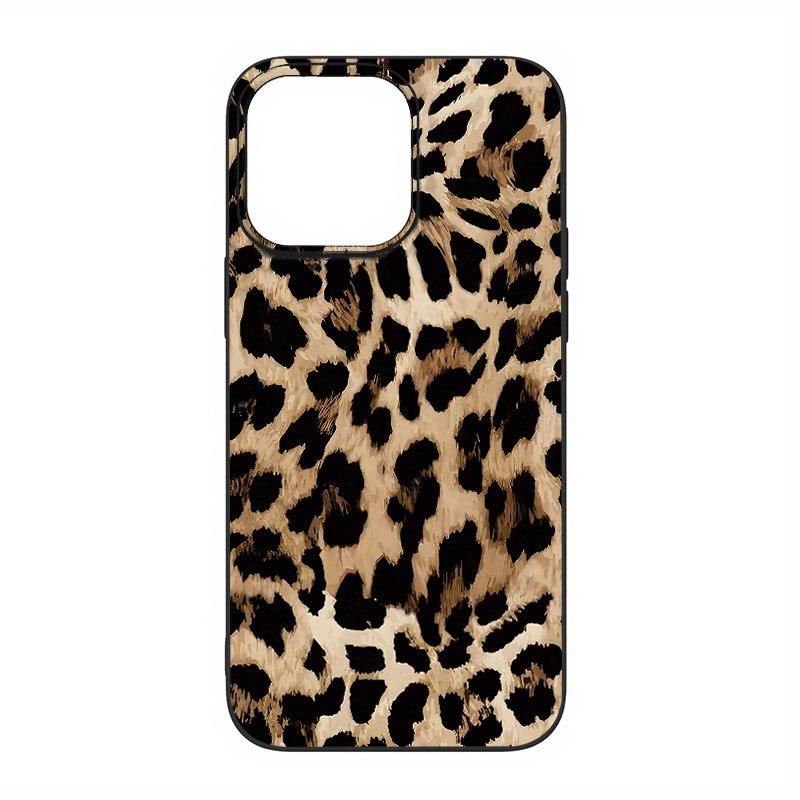 TEMU Étui de téléphone en caoutchouc souple avec impression UV de style léopard de mode créatif, protection complète 360 degrés pour iPhone 11 12 13