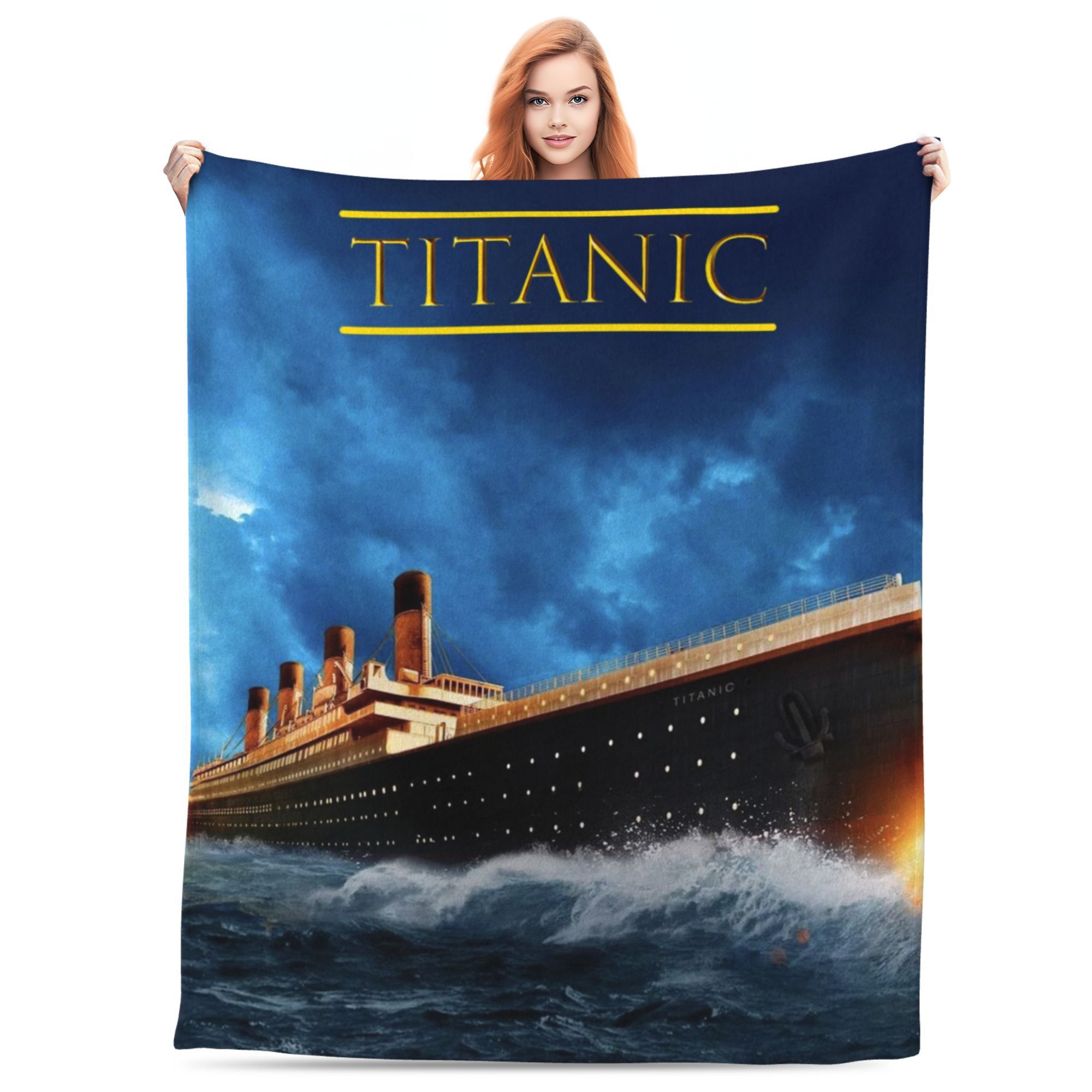 

Titanic Themed Flannel Throw Blanket, Digital Print Soft Polyester Cozy Bed Sofa Wrap, Glamorous Non-woven Fabric All-season Living Room Picnic Travel Camping Blanket, Ideal For Gifts - Mixed Color