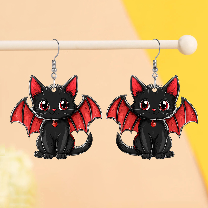 

1pair Y2k Halloween Black Acrylic Earrings For Women Girls Happy Halloween Drop Dangle Earrings Party Decor Gifts Halloween Gifts