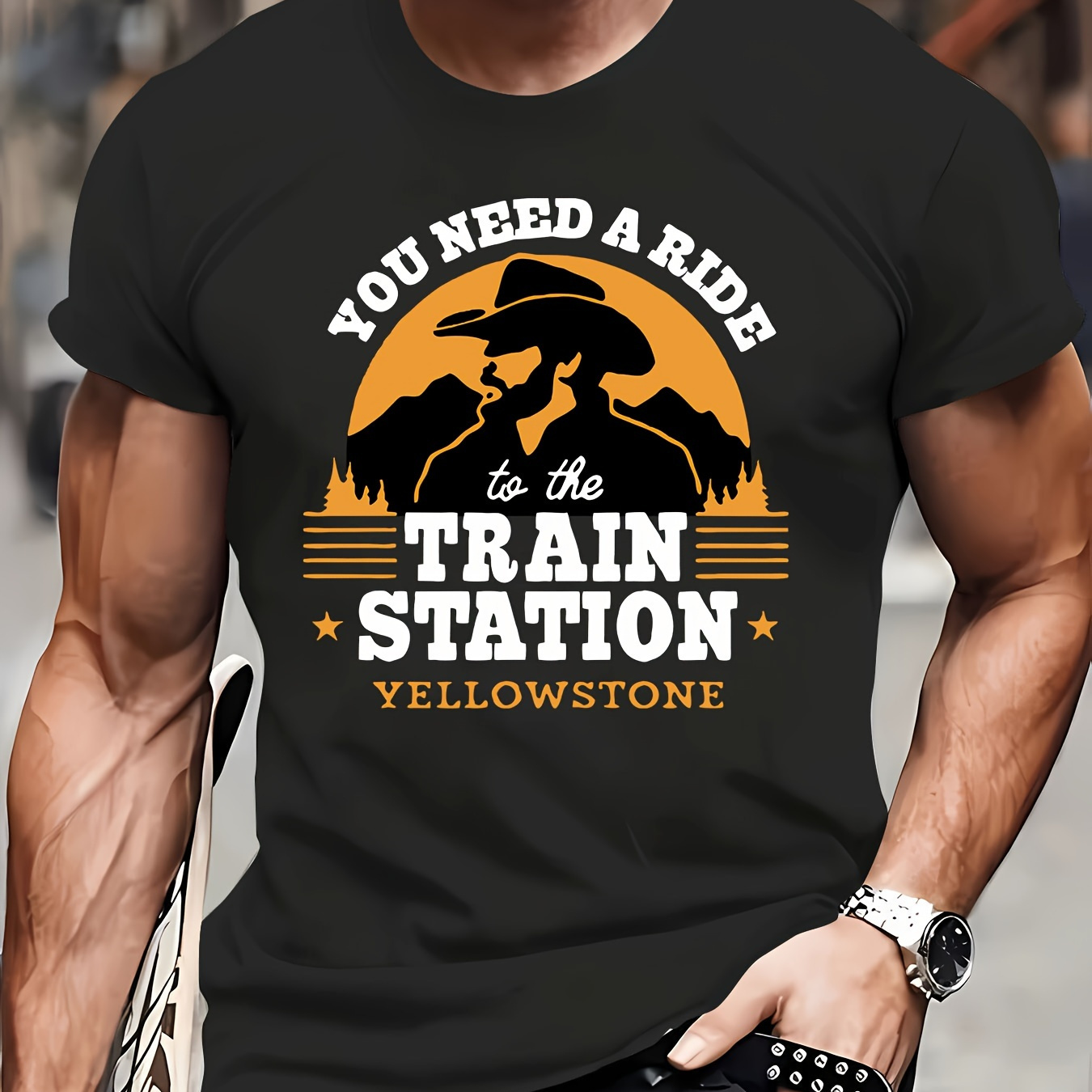 

Men's T-shirts, Men's Personality, You Need A Ride To The Train Station, Men's Outdoor Casual Tops, Comfort And Fashion Coexist