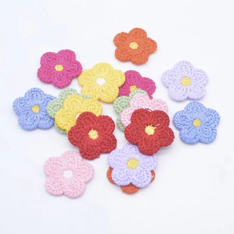 Image of 20pcs 2.5cm/0.98inch Wool Flower Applique For Clothes Hat Shoes Crafts Sewing Supplies Patches Headwear Hair Clips Decor Additions