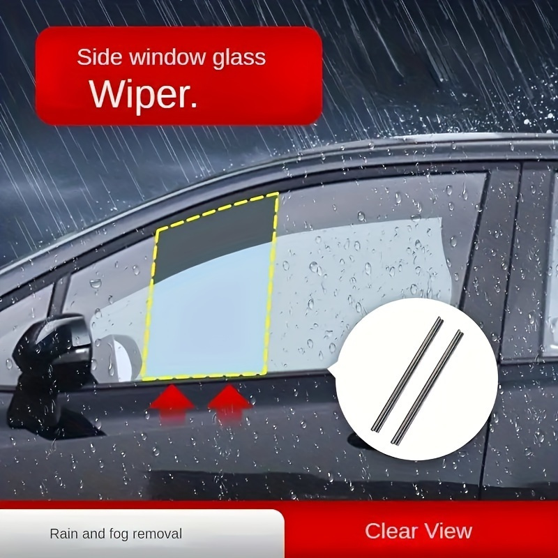 

Silicone Water Blades For Car Side Windows - 2-pack Dual Rubber Rain Wipers For Driver And Passenger Side, Clear View Visibility Rain And Fog Removal