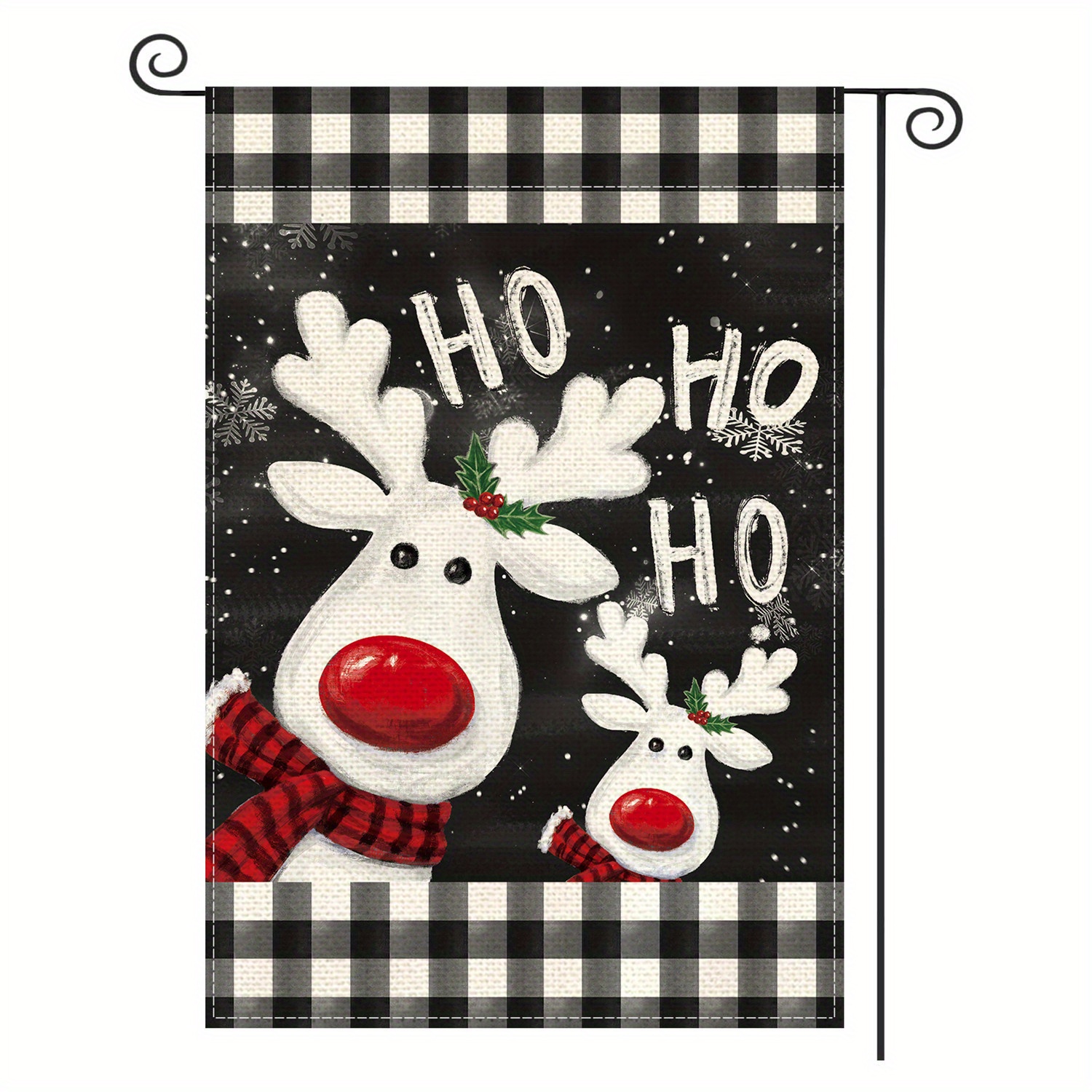 

Christmas Reindeer Garden Flag - 12"x18" Double-sided Linen Fabric Yard Banner, Seasonal Outdoor Decoration, , Weather-resistant Polyester, Design, No Electricity Required