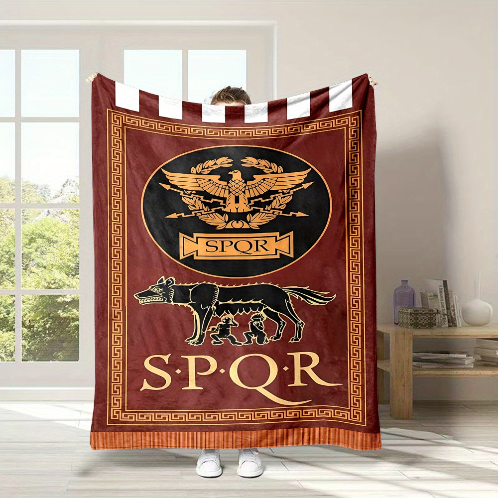 

Soft & Cozy Flannel Throw Blanket With Roman Emblem Design - For All , Machine Washable, Perfect Gift Idea, 3d Printed, Reversible, Ideal For Bed, Sofa, Camping, And Travel - 31x47in Or 59x78in