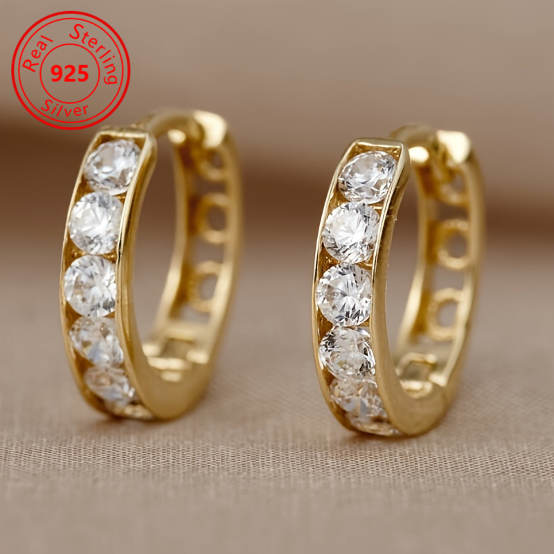 

1 Pair Of Hoop Earrings 925 Pure Decoration, Elegant , Suitable For Women' Party Earrings