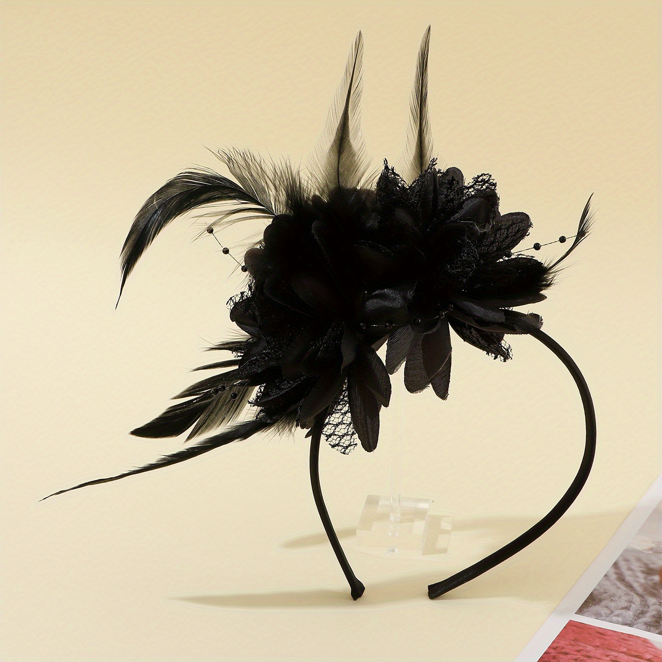 1pc Feather Fascinator Cocktail Hair Band Flapper Hair Band Elegant Hair Additions Forparty Women Wedding Prom