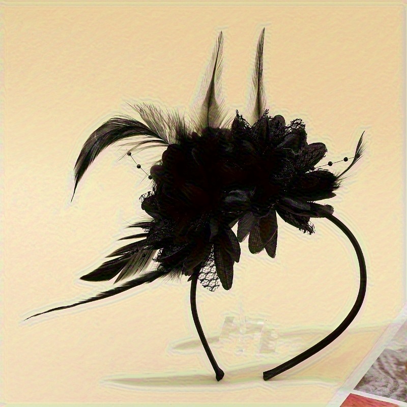 TEMU 1pc Of Feather Fascinator Hairband, Perfect For Cocktail Parties, Weddings, And, Designed For Women