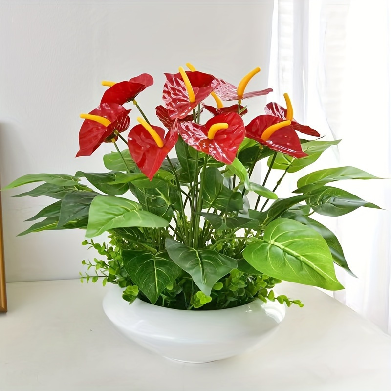 TEMU Lifelike Red Artificial Plant - For Decor, Versatile Use