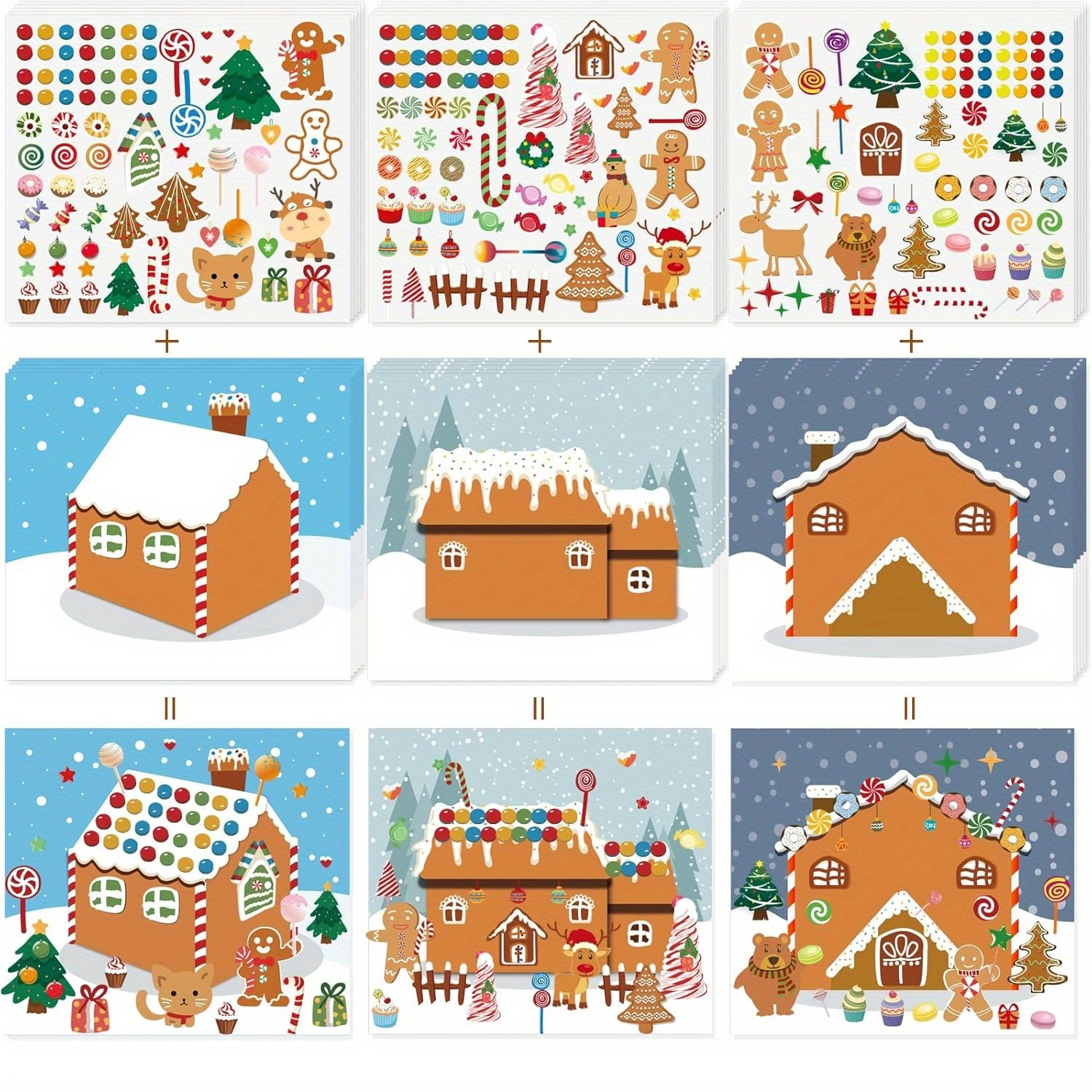 

30pcs (15sets) Make A Gingerbread House Stickers- Diy Make Your Own Gingerbread House Stickers Christmas Crafts For Christmas Activities Party Game Treats Goodie Bag Finished Products