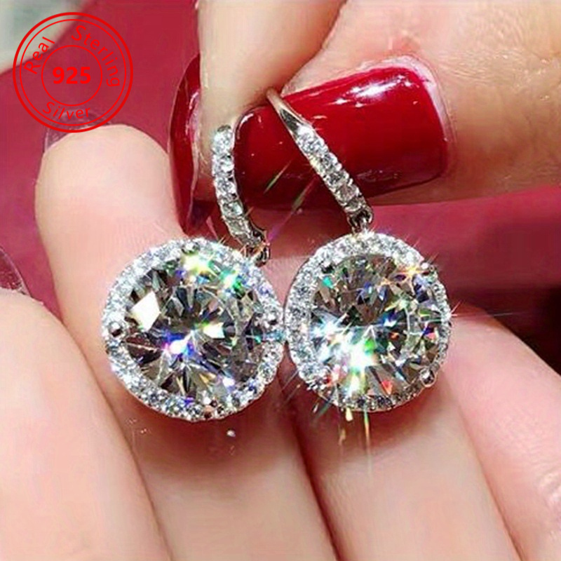 

1 Pair Of New 925 Sterling Silver Pendant Earrings, Ladies Engagement Party Jewelry Casual Accessories Ladies Gift