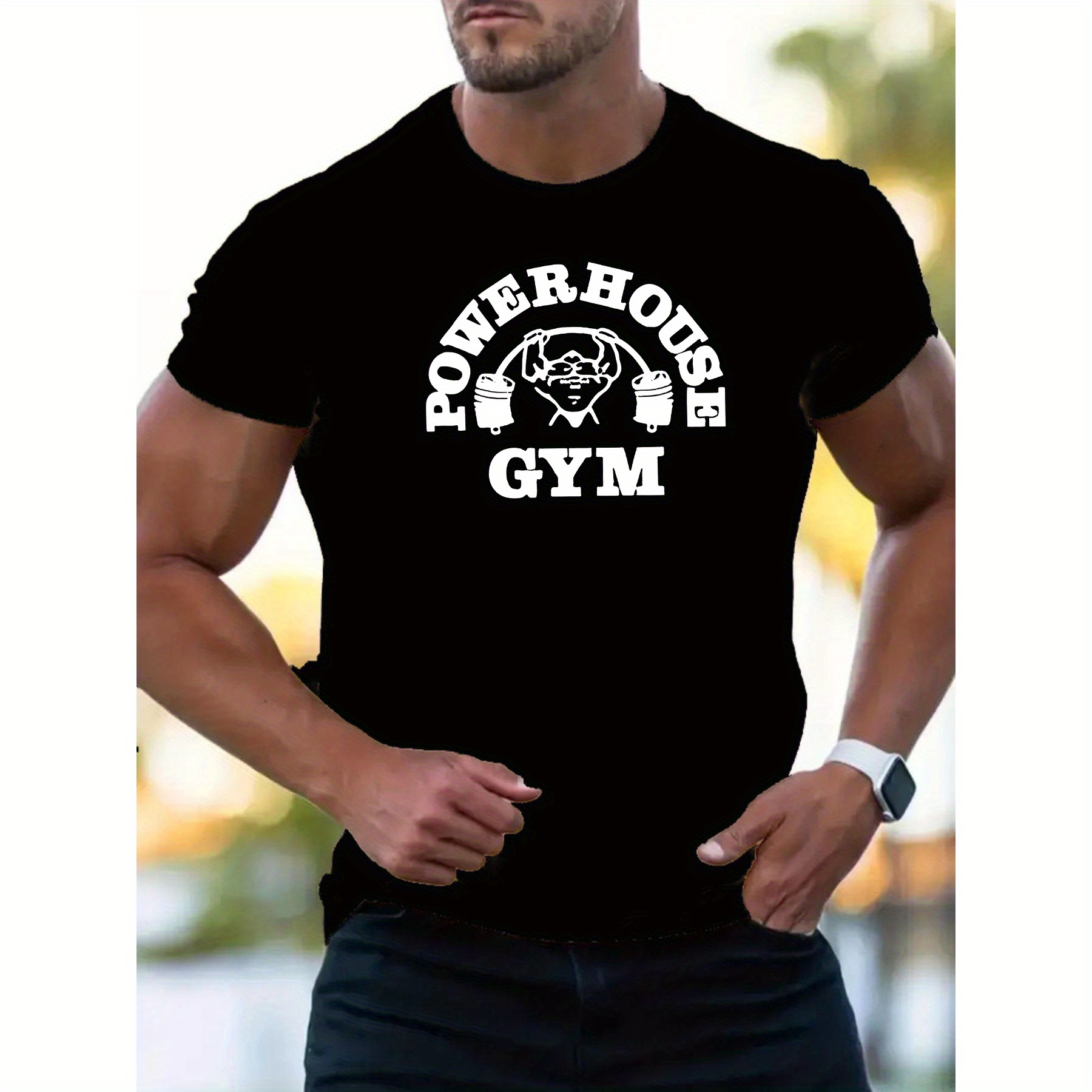 

Men's Polyester Gym T-shirt - Geometric Pattern, Crew Neck, Short Sleeve Casual Top With Slight Stretch, Knit Fabric For Daily Wear - Summer Collection