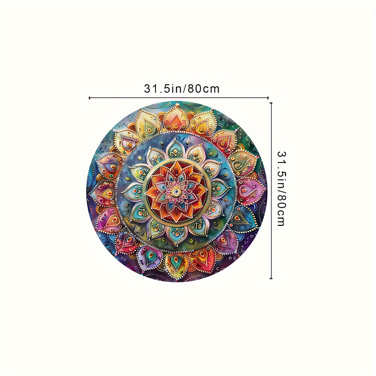 TEMU 1pc, Bohemian Pattern Circular Carpet, Suitable For Living Room, Anti-slip, Cushioning, Anti-fatigue, Machine Washable, Bathroom, Kitchen,