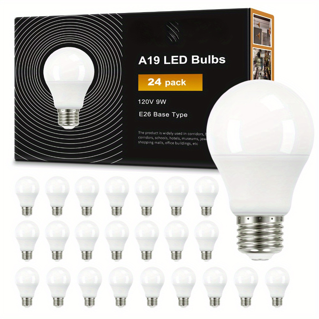 

12/24pcs Led Light Bulbs 2700k, 60 Watt Led Bulbs, A19 Standard Bulbs, 800 Lm, 15000 Hours, E26 Base, Non-dimmable, White Led Bulbs For Bedroom Living Room