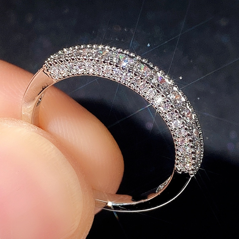 TEMU A Chic 925 Sterling Silver Ring With Moissanite, Perfect For Romantic Weddings And Anniversary Gifts