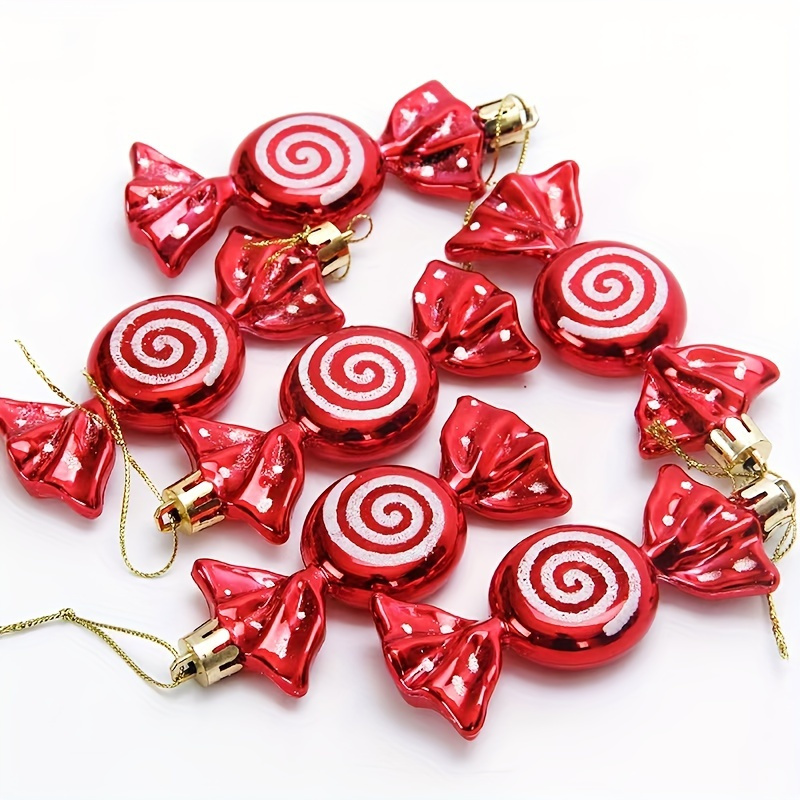 

6pcs Set Spiral Candy Christmas Ornaments - Hanging Decor For Tree, Window, And , Christmas Decor