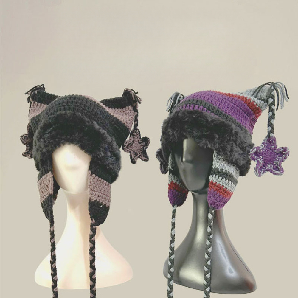 

And Cute Pure Hand-woven Warm Hat Knitted Hat With Cat Ears