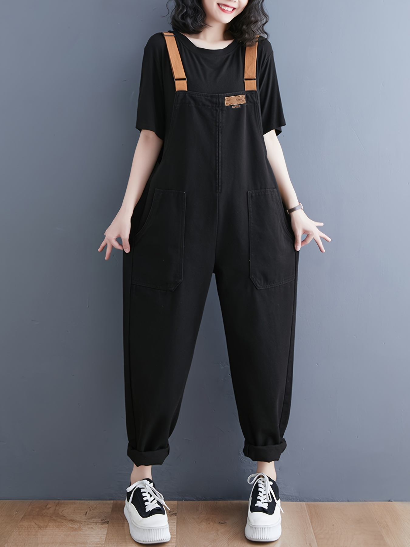 item picture soft vintage denim overalls with adjustable straps in a relaxed style model 5578