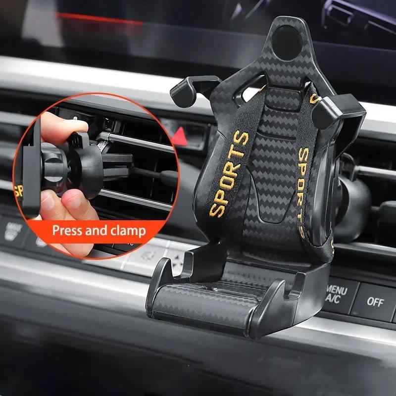 

Carbon Fiber Pattern Racing Seat Shaped Car Phone Bracket Support For Different Phone Models Universal Tools Car Phone Stand Navigation Car Stand