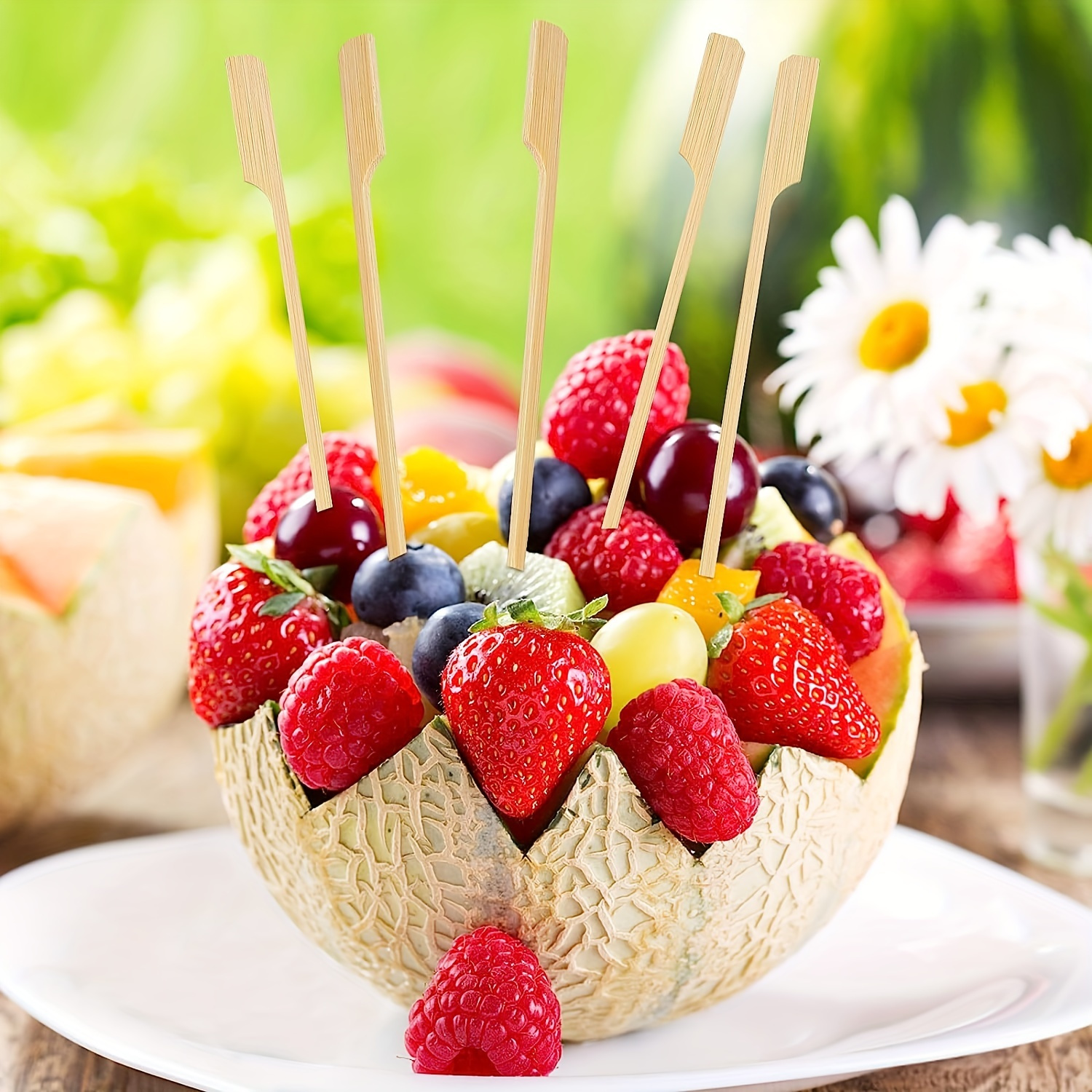50 Pinchos De Bambú Para Hamburguesas - 12 Cm, Color Natural, Ideales Para Fiestas, Catering O Tapas