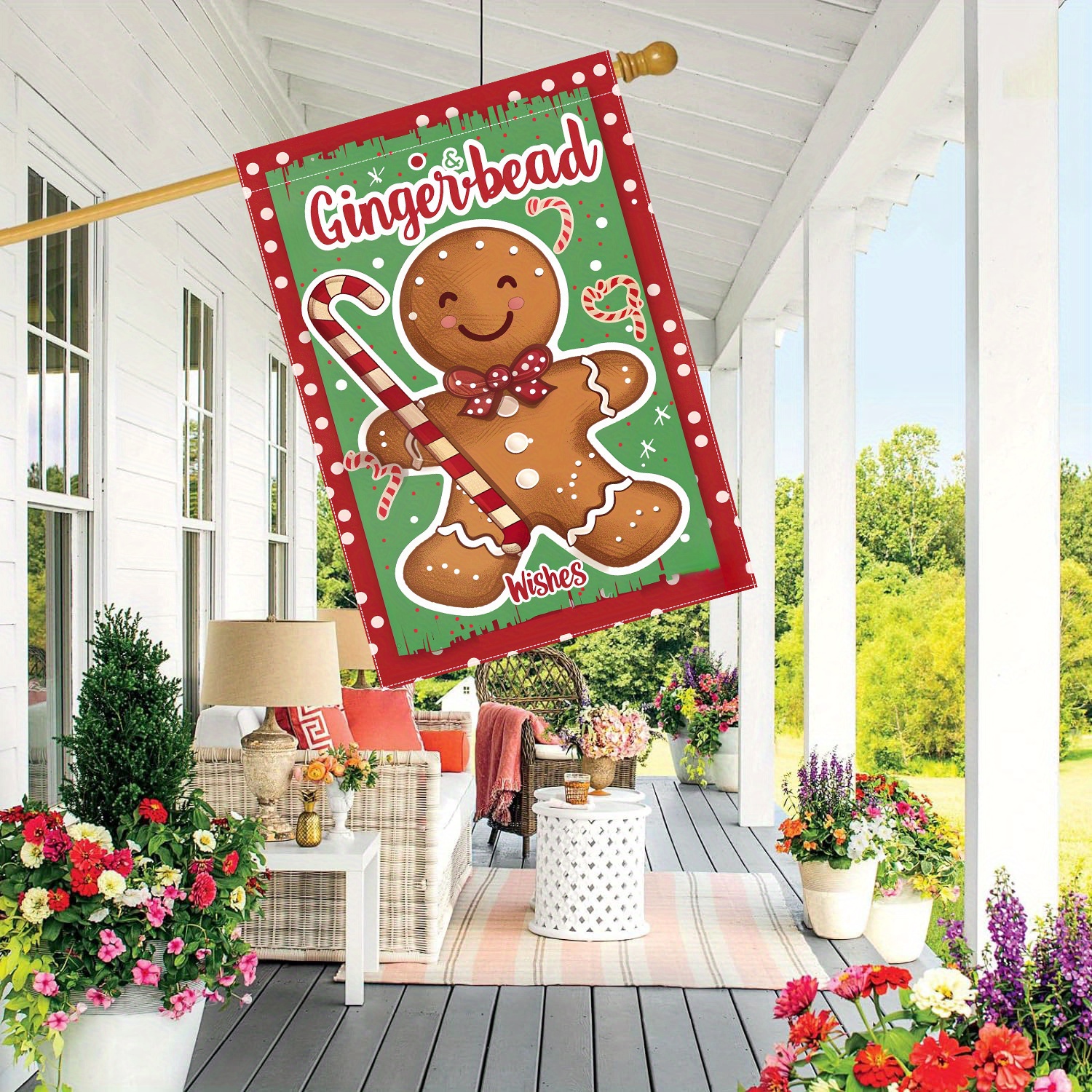 

Christmas Gingerbread Garden Banner – Double-sided Decorative Outdoor Polyester Banner, 28 X 40 Inches, For Yard, Patio & Lawn Display, Without Electricity Requirement – 1 Piece