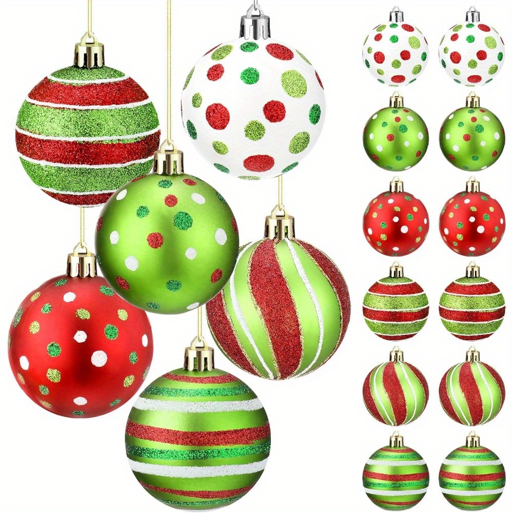 

12pcs Glittering Christmas Ornaments Set - Plastic Hanging Decorations For