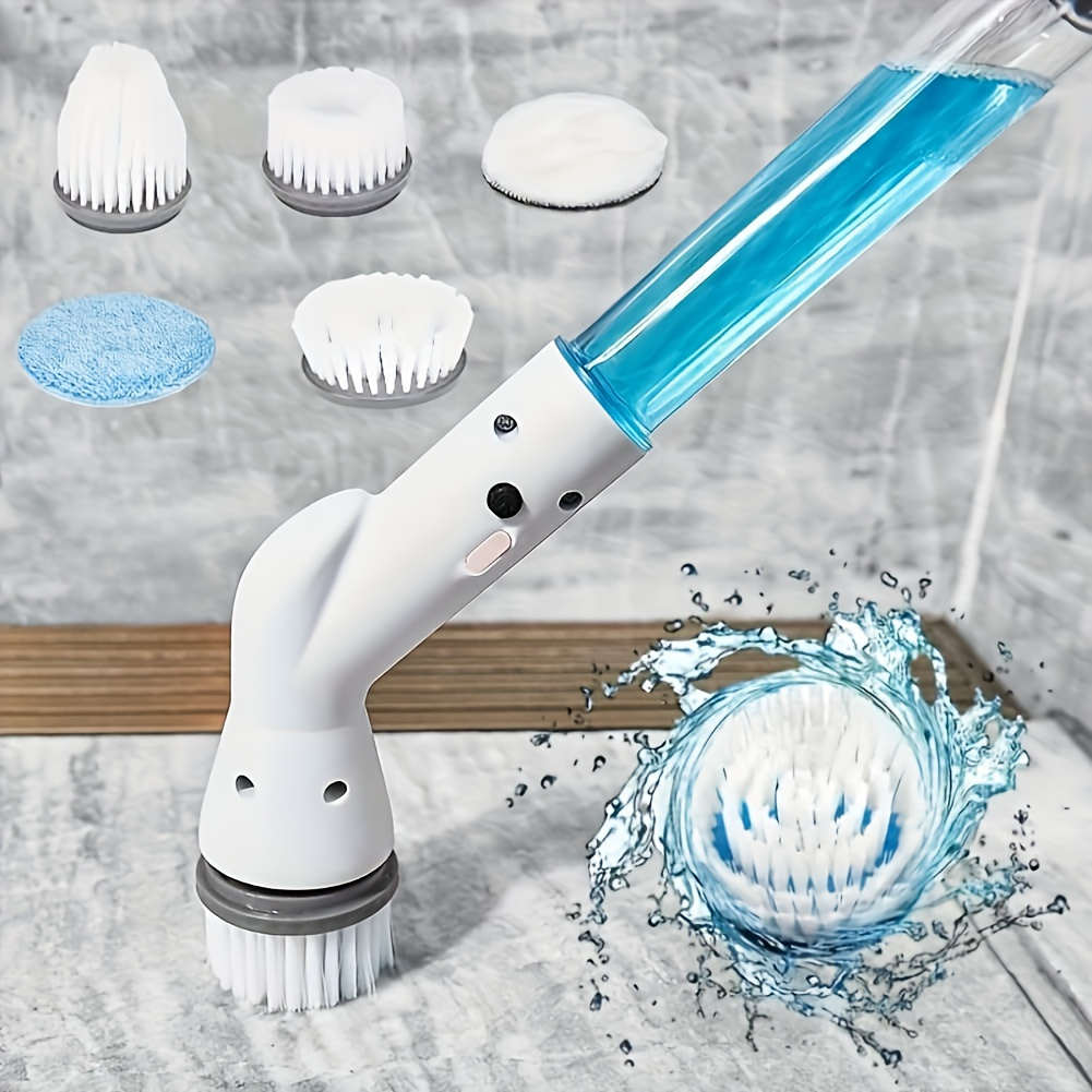 

Cordless Electric Spin Scrubber With 5 Brushes - Usb Rechargeable Multifunctional Cleaning Brush With Extendable Handle For Bathroom, Kitchen, Tiles, Shower, Car - Lithium Battery-powered Cleaner