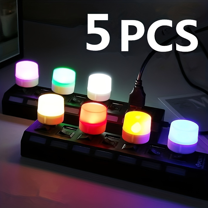 5pcs Portable USB Night Light - Soft LED Round Light for Eye Care, Ideal for Students And Dormitories