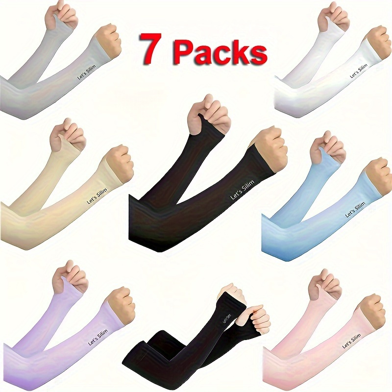 TEMU [customer Favorite] 7 Pairs,,, Sunscreen, Sleeves, Ladies, Uv , Gloves, Summer, Sleeves, Uv , , Retractable 7 , , Matching, Various, Clothing