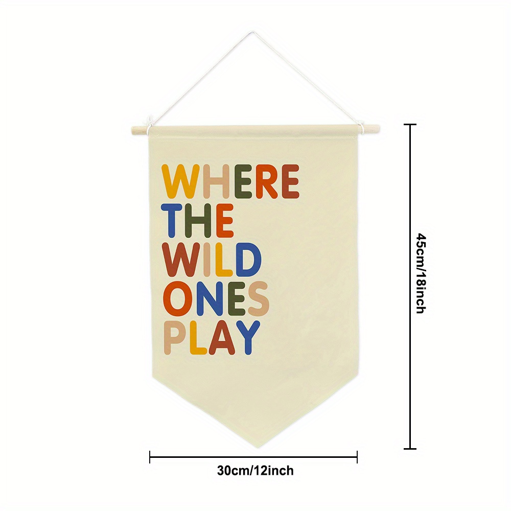 Image of Where Play" Durable Oxford Fabric Banner Flag - 12x18 Inches, Single-sided Print With Stick For - Perfect For Parties & Home Decor