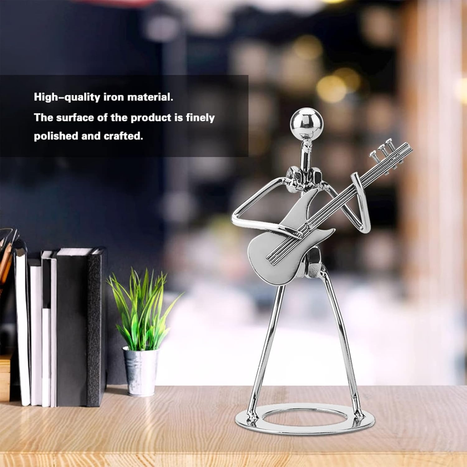 

Iron Guitar Player Figurine, Modern Art Musician Collectible Ornament Home Decoration, For Office Desk