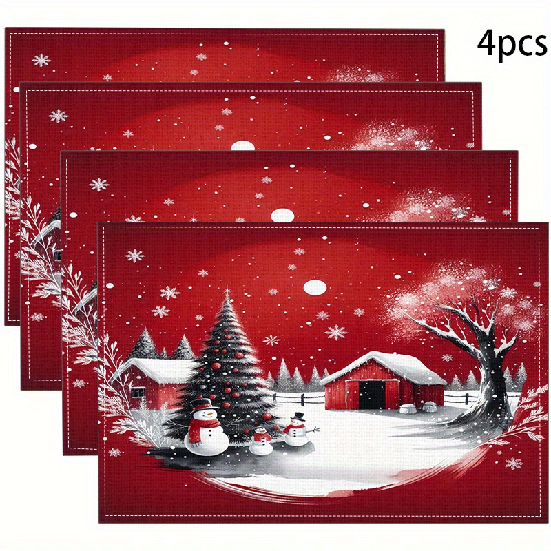 

4pcs Set Christmas- Placemats - -, Table For Dining &