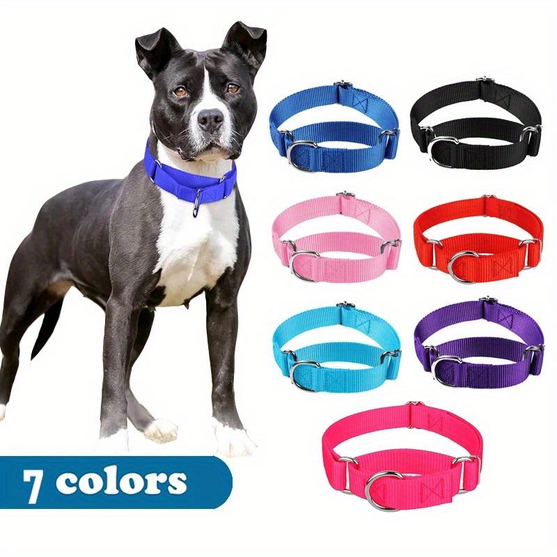 

Collier de chien martingale réglable, collier de chien en nylon souple pour chiens de petite à grande taille, d'entraînement glisser, disponible en 7 couleurs, matériau polyester , non chargé