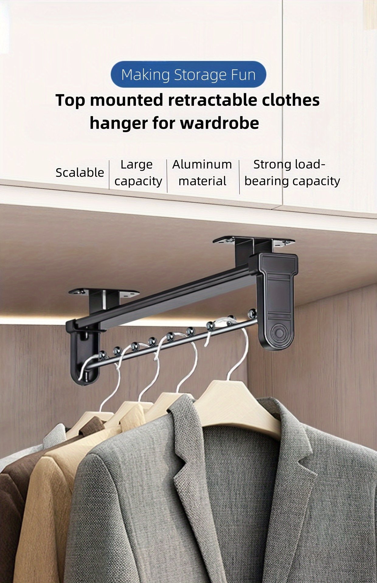 space saving telescopic pants hanger   metal multi functional organizer for wardrobe closet   suits jackets   more drying racks details 3