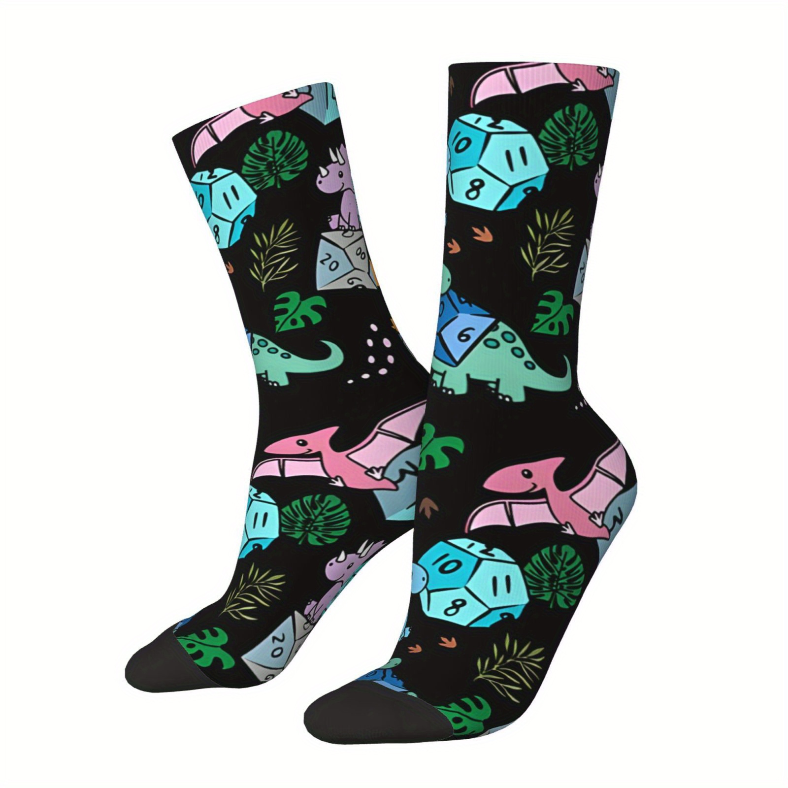 

Dinosaur Dnd Dice Men's Socks: Vintage Harajuku Hip Hop Novelty Pattern Crew Crazy Sock Gift Printed - New Arrival!