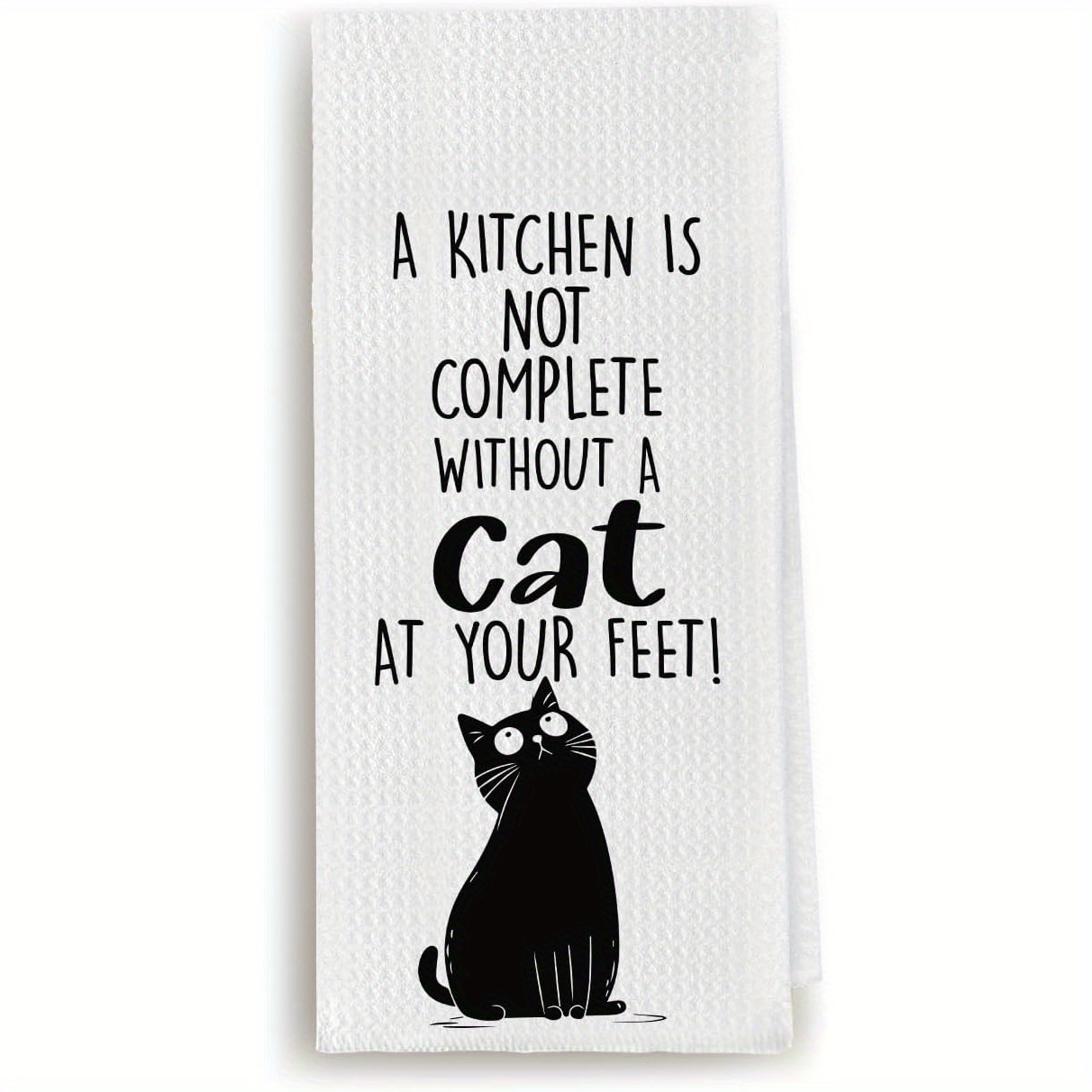 

Charming Black Cat Dish Towel - Ultra-soft, Machine Washable Polyester Kitchen & Bathroom Decor, Perfect Gift For Cat Lovers, 18x26 Inches