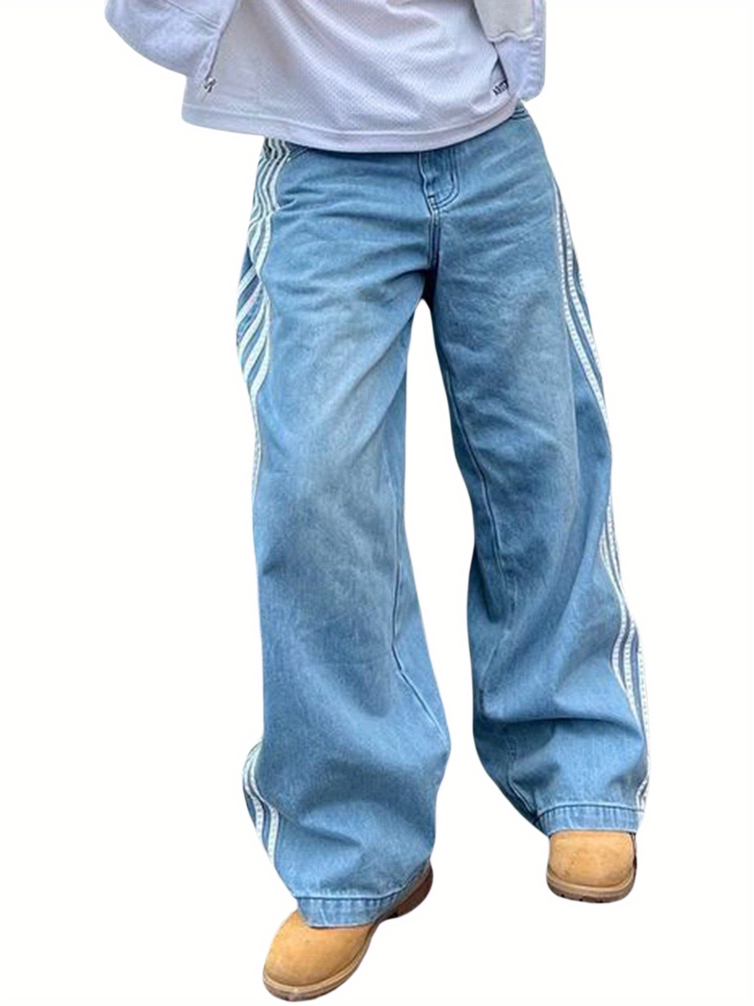 パンツ BEAMS wide denim pants buggy y2k vintage y2k oversized baggy denim women side stripe - Temu