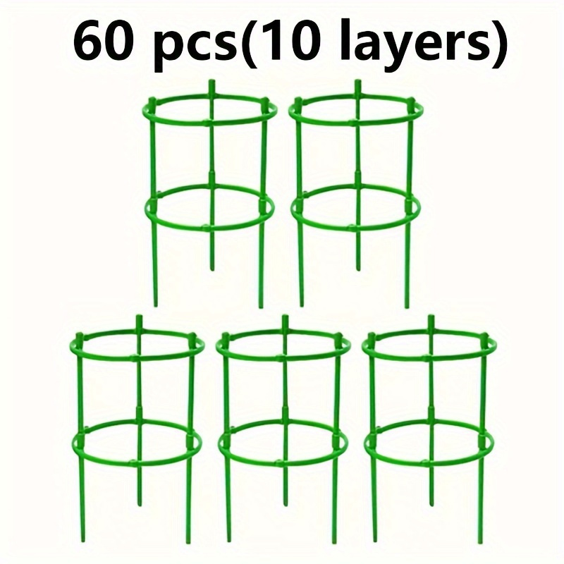 TEMU 60 Pcs (10 Layers) Stacking Plastic Plant Support Rings - Garden Stakes, Suitable For Flowers, 10 Tier Climbing Plant Supports