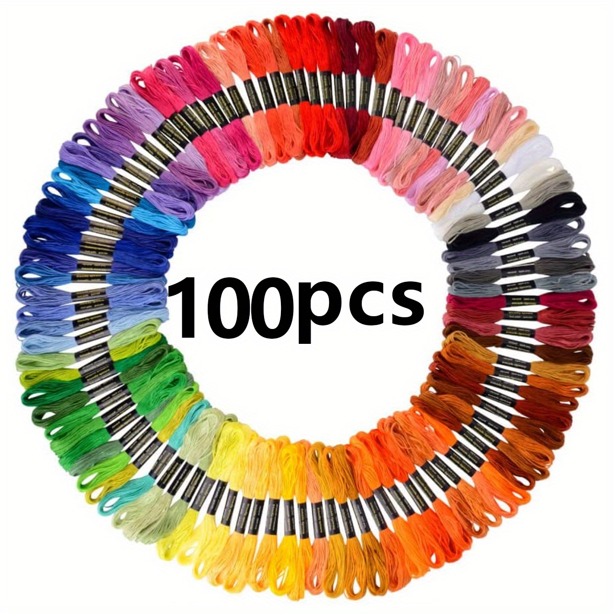 

1 Set Of 12/24/36/50/100 Bundles Of High Quality Rainbow Color Thread Cotton Stitch Thread, Bracelet Yarn, Craft Thread, Aromatic Embroidery Thread Set