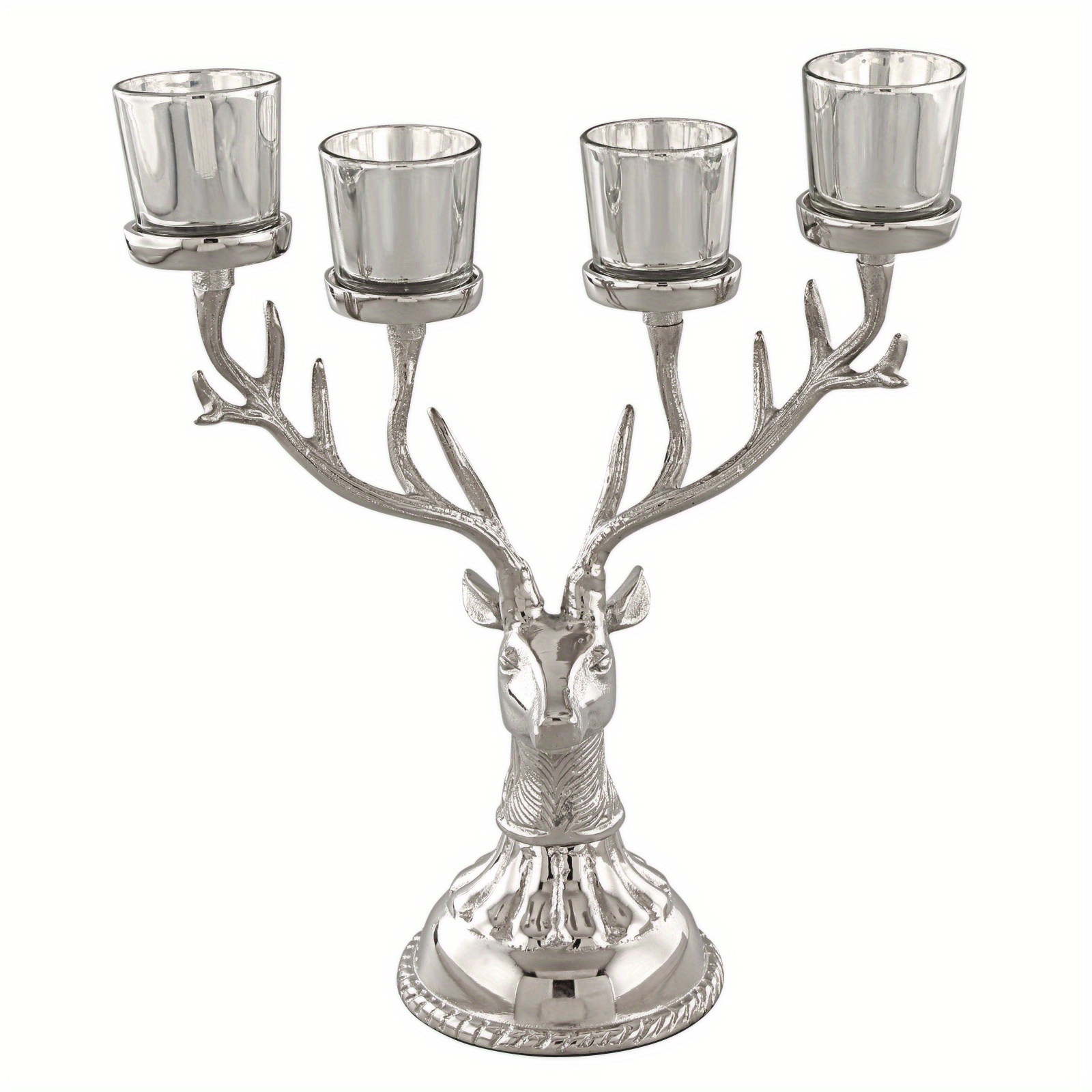 

Lifezeral Reindeer Candle Holder, Deer Christmas Ornament For 4 Candles, Aluminum Table Christmas Decoration For Tealight, Decorative Cable Holder For Fireplace Mantel