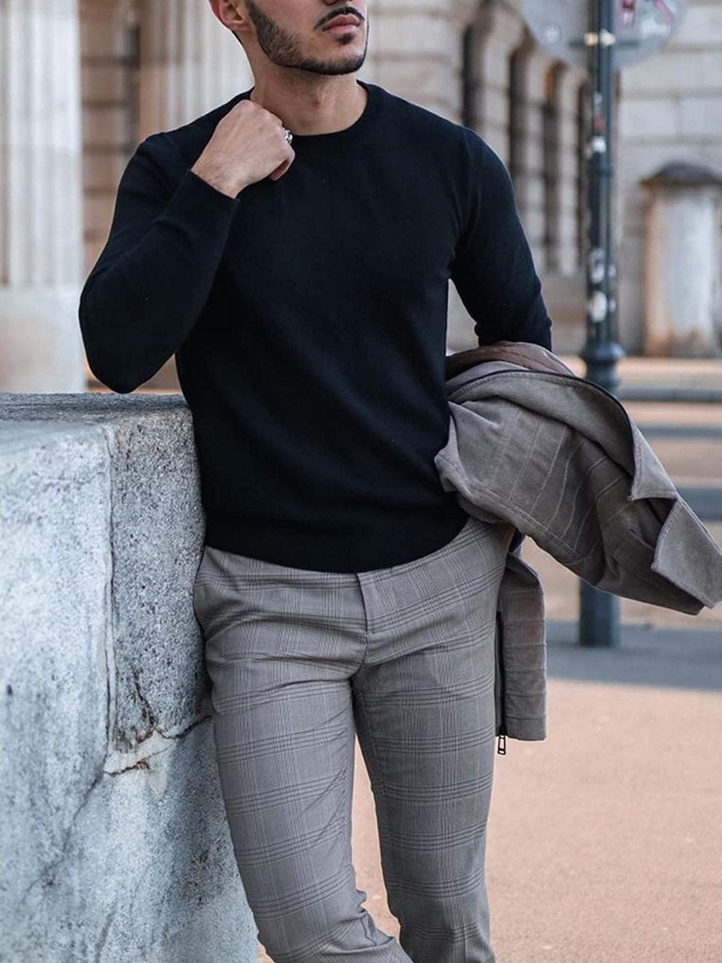 „ELESOL“ Vyrų Lengvas Megztinis su Apvalia Iškirpte - Minkštas Poliesterinis Megztinis Rudeniui/Žiemai, Kasdienis ir Šventinis, Vienaspalvis, Skalbiamas Mašinoje, Universalus Vyrų Megztinis | Apvalios Iškirptės Megztinis | Patogus Tinka