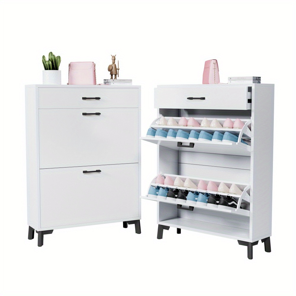 Shoe Organizer Cabinet Smuxee Shoe Cabinet With Flip Drawers