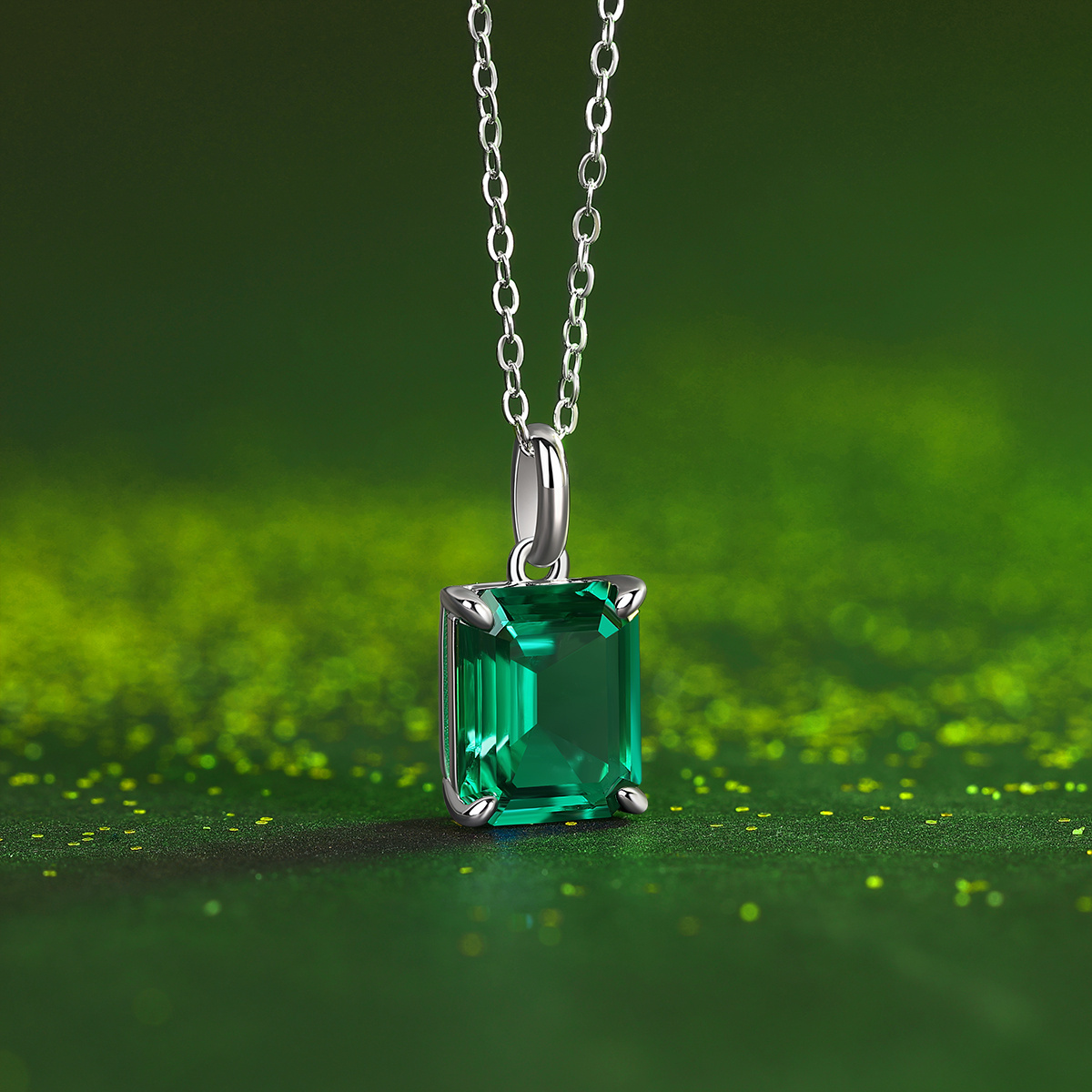 

1pc 2 Carat Laboratory-grown Emerald Pendant, S925 Silver Pendant For Men And Women, Engagement Wedding Anniversary, Valentine's Day Birthday Gift, Suitable For , Vacation, Wedding, Banquet