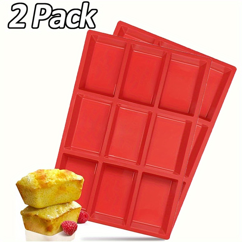 

2pcs Mini Loaf Pans, 9-cavity Silicone Baking Molds For Bread, Cakes, Meatloaf, , , Muffins, And Soap - Ideal For Home And Commercial Kitchens, Bread Pans For Baking