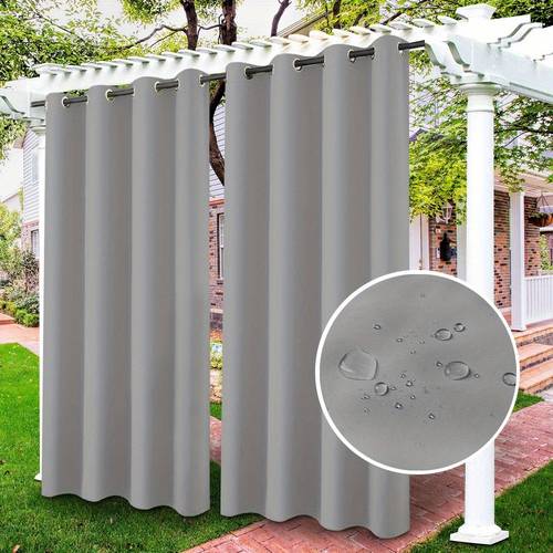 2 panels waterproof outdoor curtains privacy protector outdoor patio curtains for porch gazebo pergola backyard durable and wind resistant