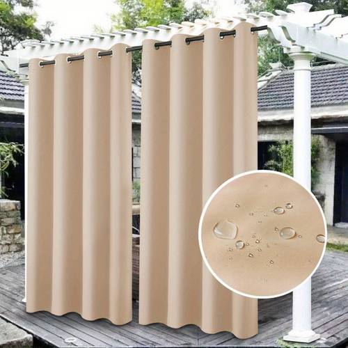 2 panels waterproof outdoor curtains privacy protector outdoor patio curtains for porch gazebo pergola backyard durable and wind resistant