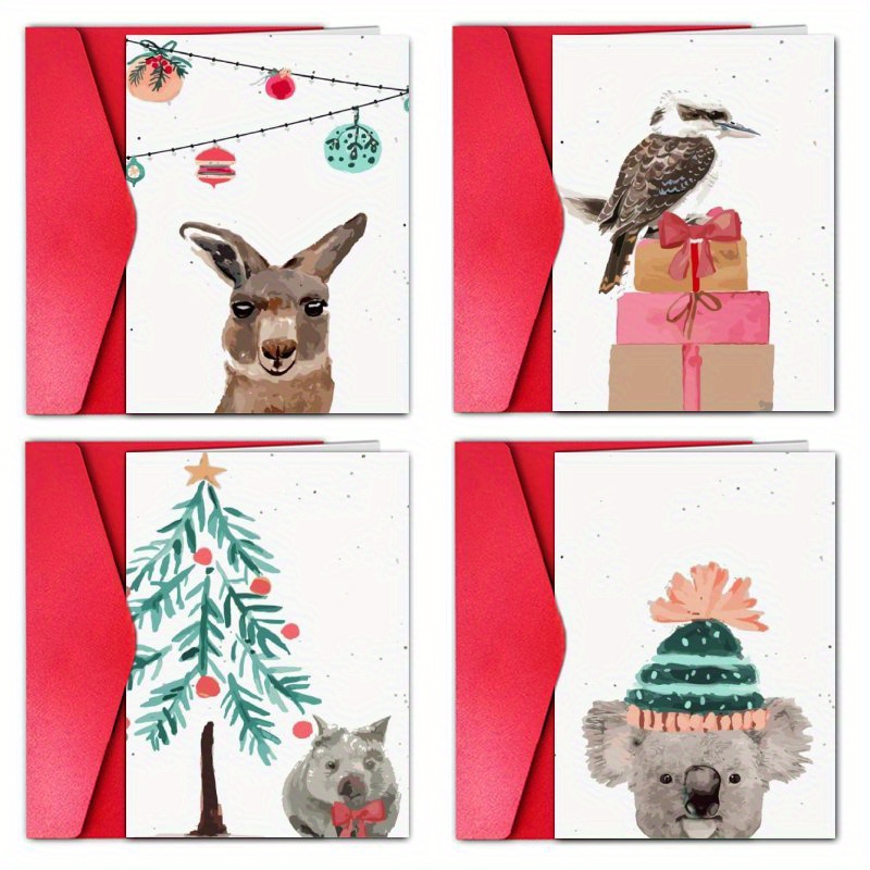 

12pcs Assorted Christmas Cards With Envelopes - 4 Unique Designs, 3 Of Each, Funny Holiday Greeting Cards For Everyone Greeting Cards With Envelopes Birthday Cards With Envelopes